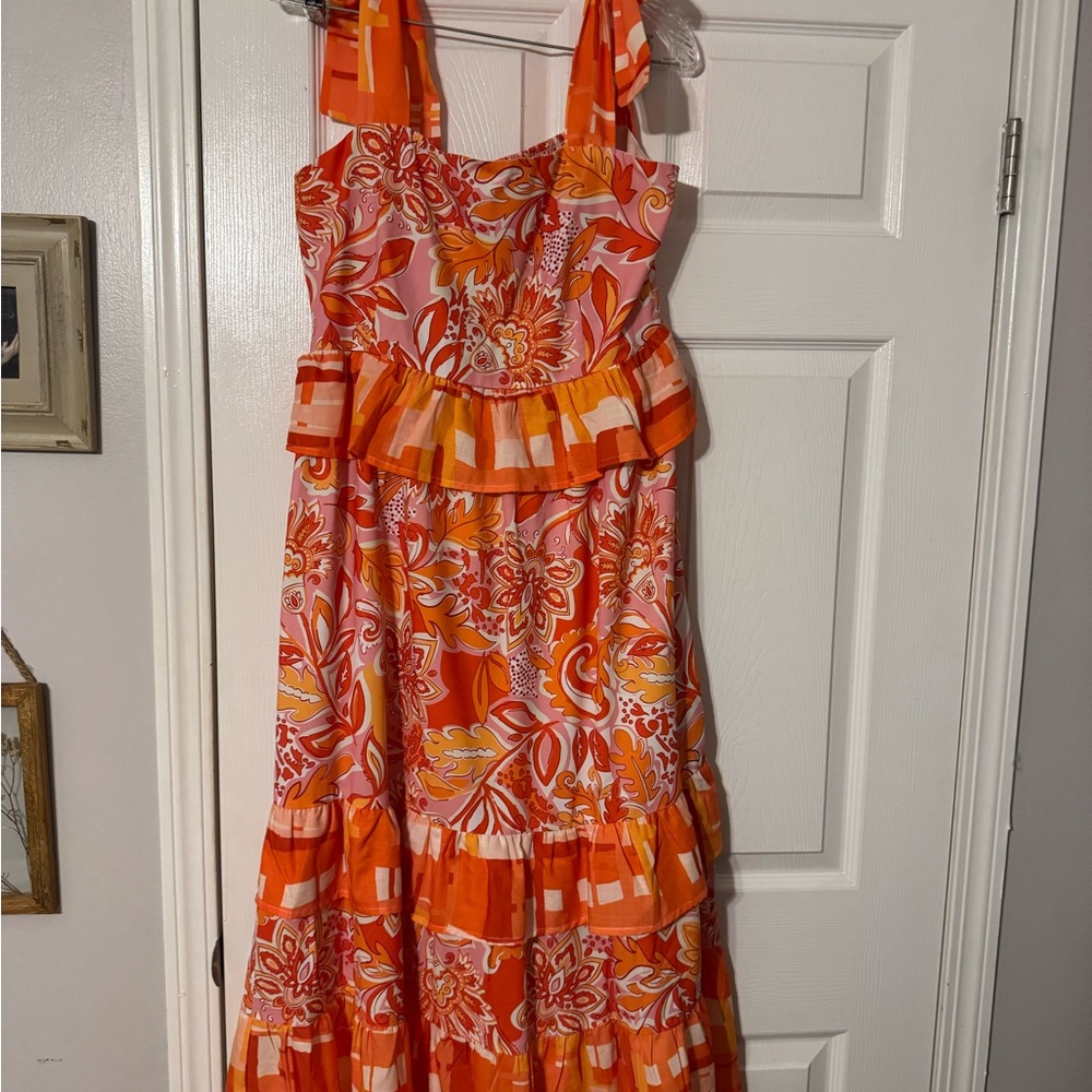 Floral Orange Sleeveless Dress